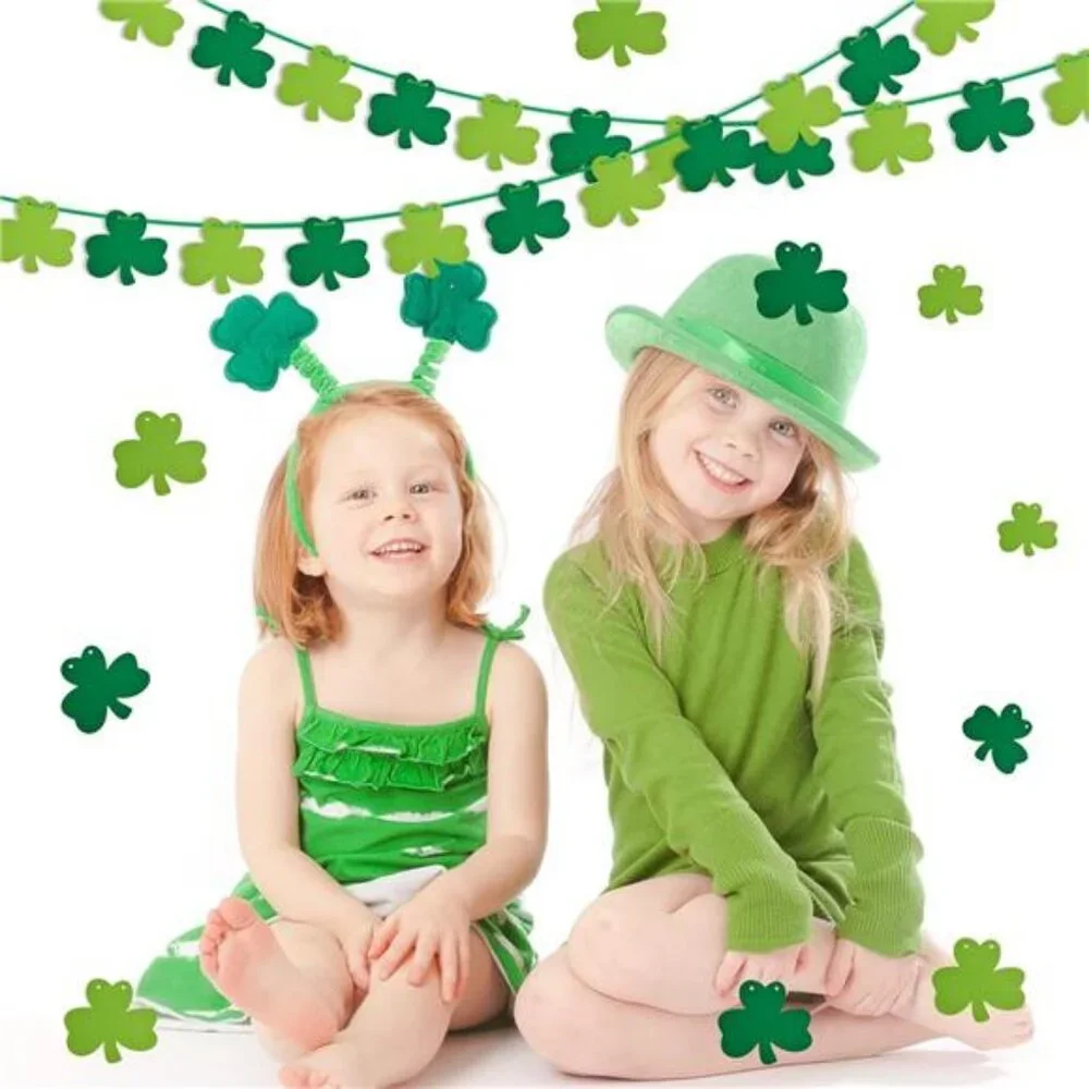 St Patricks Day Decorations 5 Pack Shamrock Clover Felt Banner Garland for St